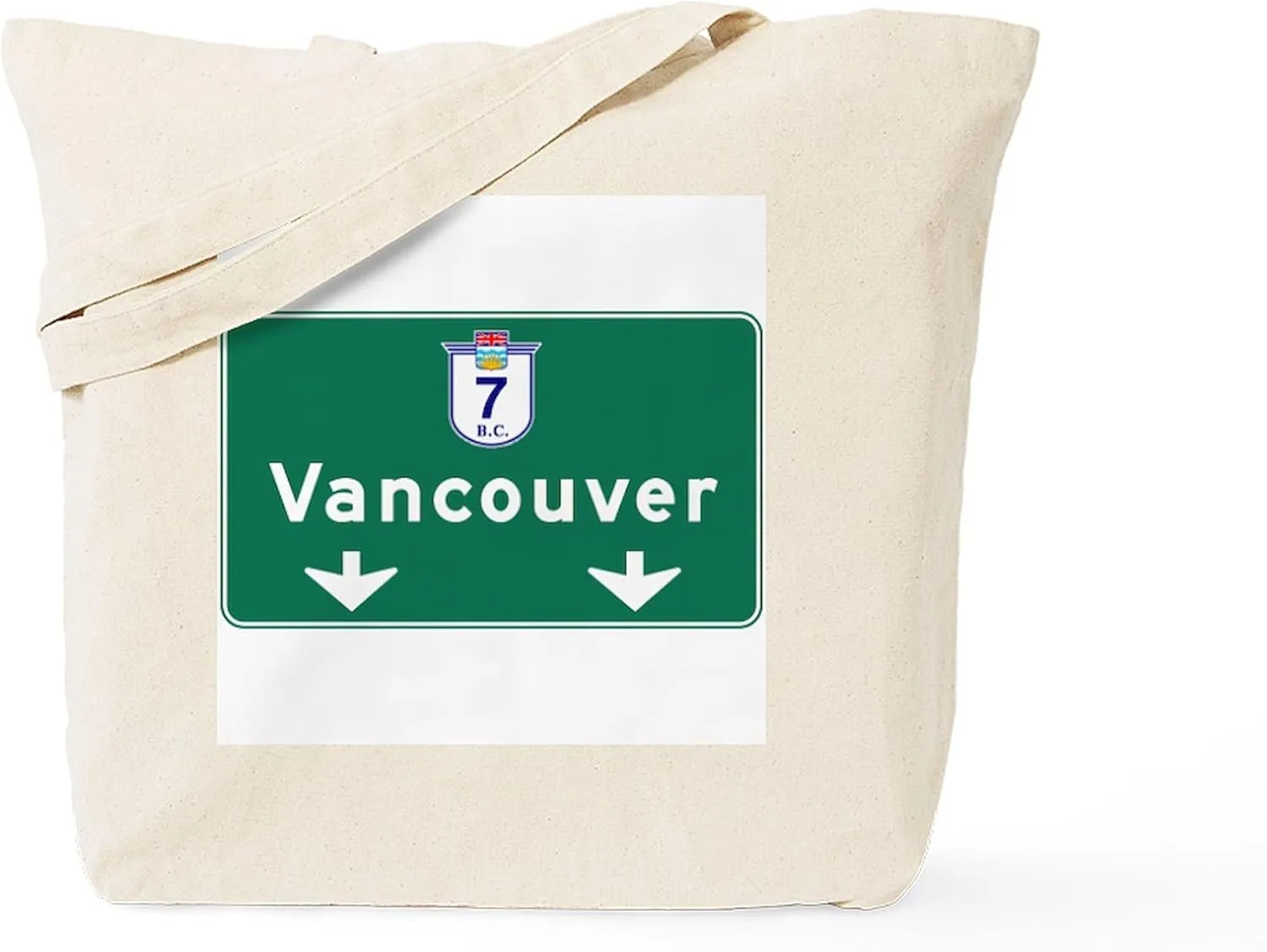CafePress Vancouver, Canada Hwy Sign Tote Bag Reusable Natural Beige Canvas Shopping Bag