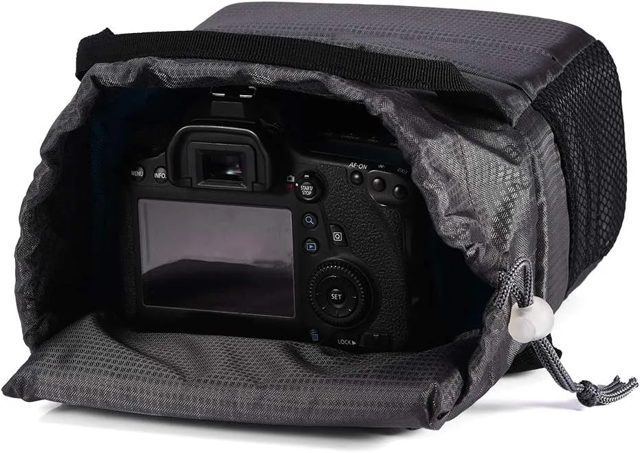 Camera Bag, Camera Insert Bag, Shockproof Camera Hand Bag, with Convenient Drawstring and Removable Padded(Grey)