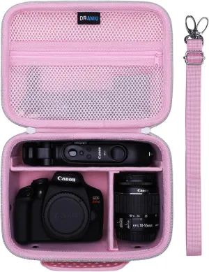 Camera Case Compatible with Canon EOS Rebel T7, R100, R50, R6 Mark II, R8, R5, R7, 90D, 5D Mark IV, Sony, Nikon Cameras, Lens, Tripod, with Shoulder Strap and 4 Pcs of Dividers, Travel Pink Camera Bag