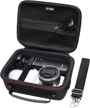 Camera Case Compatible with Sony Alpha ZV-E10 / ZV-1F / ZV-1 / ZV-1 II Vlog Camera with Shoulder Strap by LTGEM, Fits Vlogger Accessory Kit Tripod and Microphone, Black