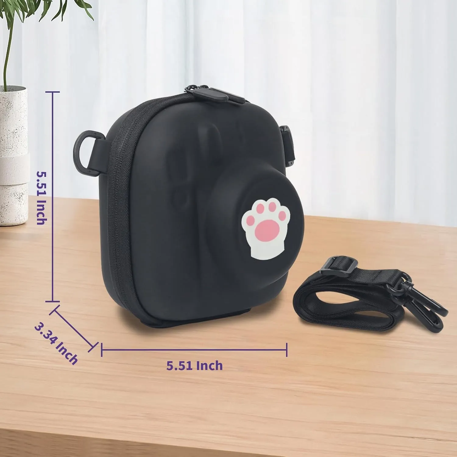 Camera Case for Instax Mini 99, Hard Carrying Case for Fuji Mini 12/Mini 40/Mini 11/Mini 10/Mini 9/Mini 8/Mini 7/Mini 70/Mini 90  Instant Camera Storage Bag with Shoulder Strap, Cat Paw Print, Black
