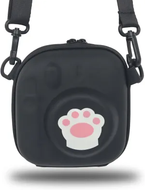 Camera Case for Instax Mini 99, Hard Carrying Case for Fuji Mini 12/Mini 40/Mini 11/Mini 10/Mini 9/Mini 8/Mini 7/Mini 70/Mini 90  Instant Camera Storage Bag with Shoulder Strap, Cat Paw Print, Black