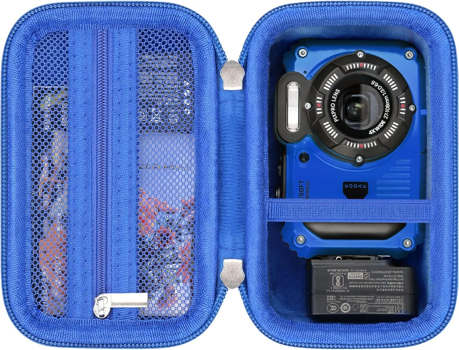 Camera Case for Kodak PIXPRO WPZ2 Rugged Waterproof Shockproof Dustproof Digital Camera, Underwater Photography Camera Travel Bag, Extra Mesh Pocket Fits USB Cable, Adapter and SD Cards, Blue