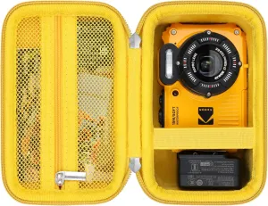 Camera Case for Kodak PIXPRO WPZ2 Rugged Waterproof Shockproof Dustproof Digital Camera, Underwater Photography Camera Travel Bag, Extra Mesh Pocket Fits USB Cable, Adapter and SD Cards, Yellow