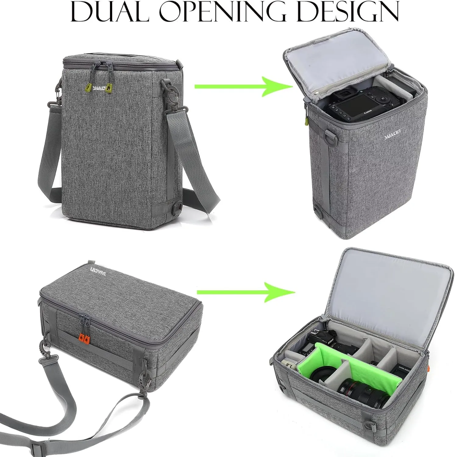 Camera Insert Bag,Shockproof &Pressure-proof Dual Opening Padded Camera Lens Cube Case Backpack,Digital DSLR SLR Mirrorless Cameras Storage,Suitable for mountaineering bags over 20 liters(M)
