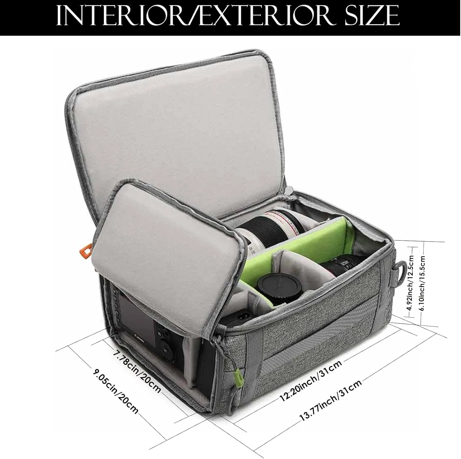 Camera Insert Bag,Shockproof &Pressure-proof Dual Opening Padded Camera Lens Cube Case Backpack,Digital DSLR SLR Mirrorless Cameras Storage,Suitable for mountaineering bags over 20 liters(M)