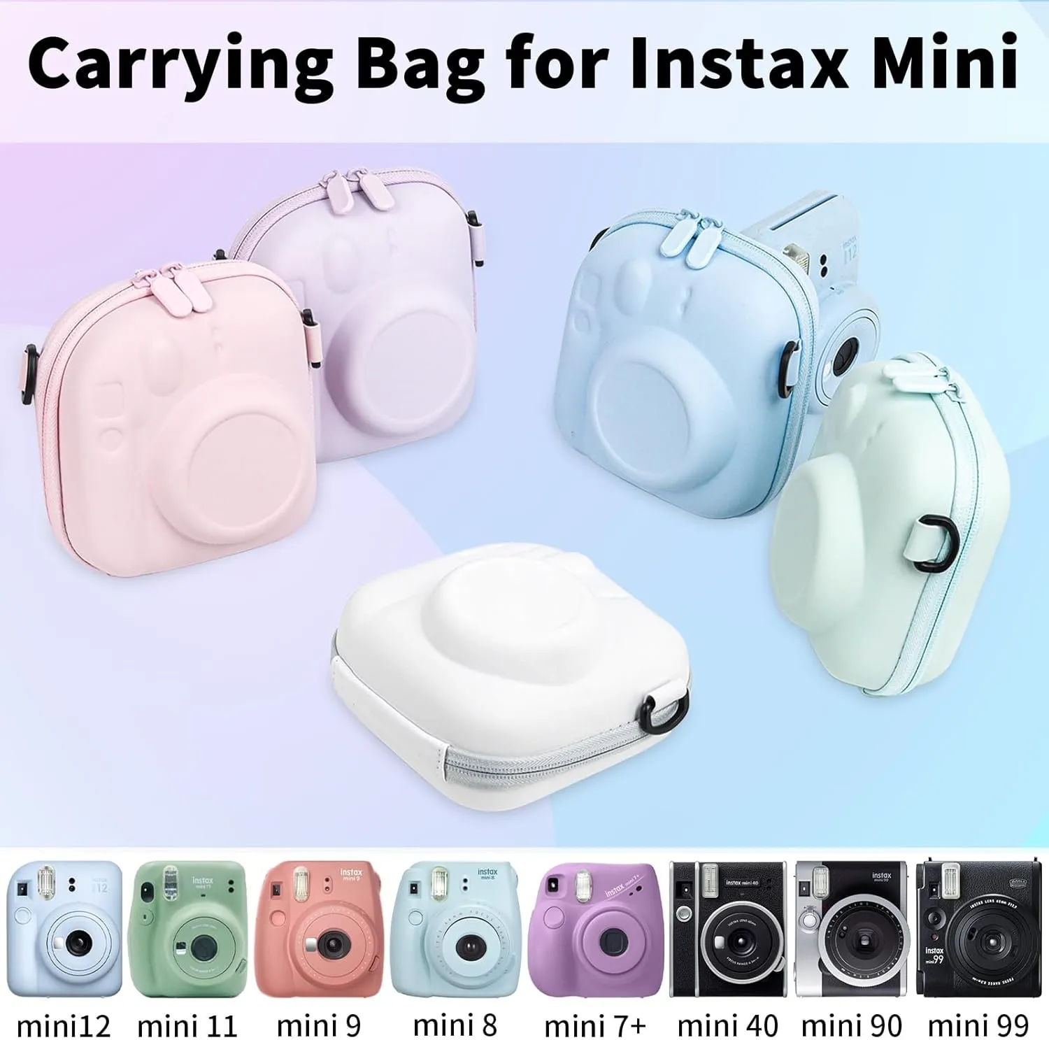 Camera Protective Case for Instax Mini Camera, Hard Carrying Case EVA Storage Protective Bag with Shoulder Strap for Fuji Mini 99/90/40/EVO/12/11/10/9/8/7  Instant Camera, Blue