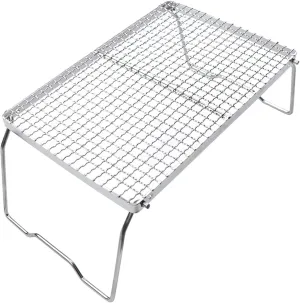Camp Grill with Legs-Stainless Steel Heavy Duty Stand for Gas Stove-Portable Campfire Grate with Frying Pan for Camping/Backpacking/Hiking/Glamping/Leave No Trace/Picnic with Carry Bag