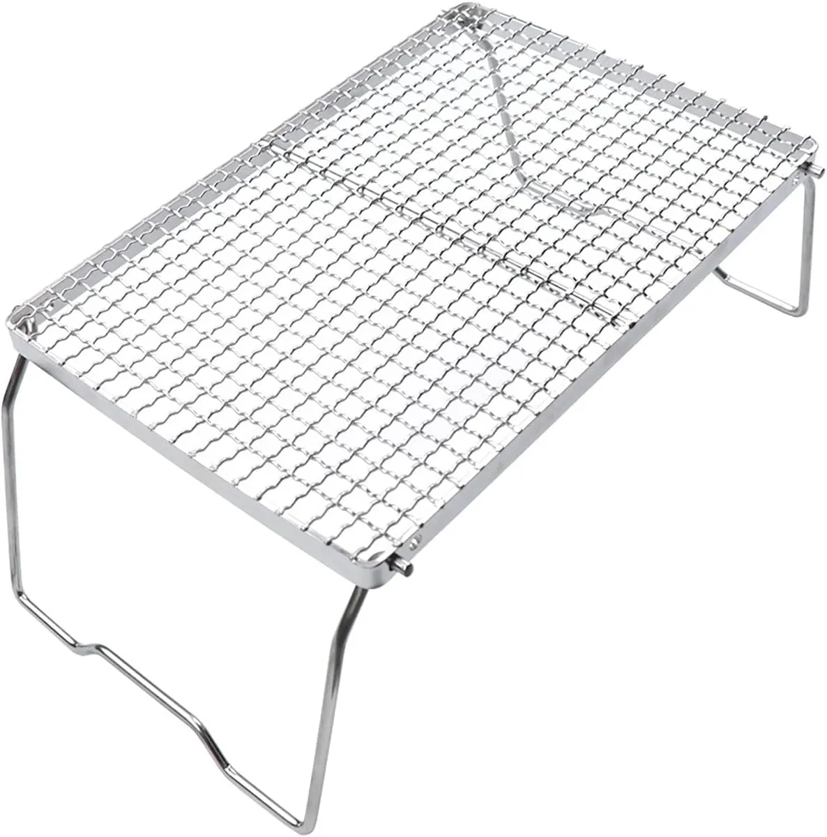 Camp Grill with Legs-Stainless Steel Heavy Duty Stand for Gas Stove-Portable Campfire Grate with Frying Pan for Camping/Backpacking/Hiking/Glamping/Leave No Trace/Picnic with Carry Bag