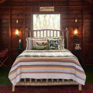 Camp Wandawega Flannel Stripe Reversible Comforter and Pillow Sham Set, Vintage Lodge 3-Piece Bedding Set, Full Queen Size