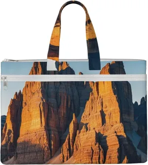 Canadian Smokey Mountain Cliff Print Men's and Women's Canvas Portable File Bags,Laptop Briefcase,Business Travel Office Bags