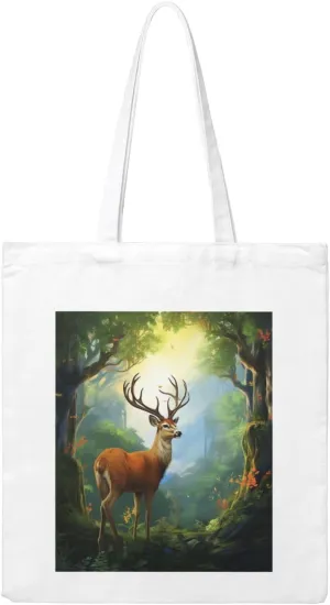 Canvas Aesthetic Tote Bag for Women Handbag Deer Forest Reusable Grocery Bags with Handles