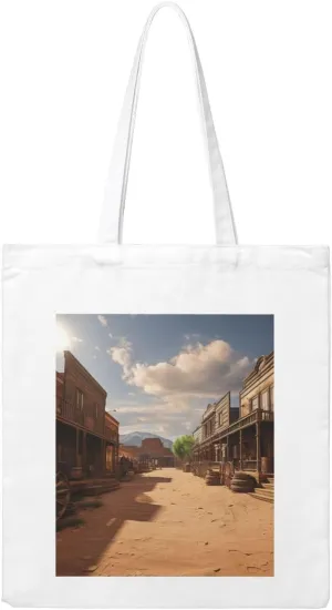 Canvas Aesthetic Tote Bag for Women Handbag Old Wild West Cowboy Town Reusable Grocery Bags with Handles