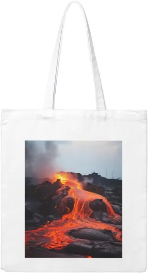 Canvas Aesthetic Tote Bag for Women Handbag Red Hot Lava from Kilauea Volcano Reusable Grocery Bags with Handles