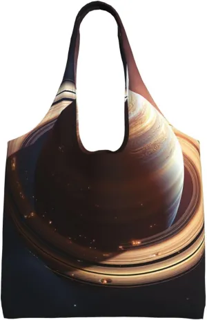 Canvas Aesthetic Tote Bag for Women Handbag Saturn Ring Reusable Grocery Bags with Handles