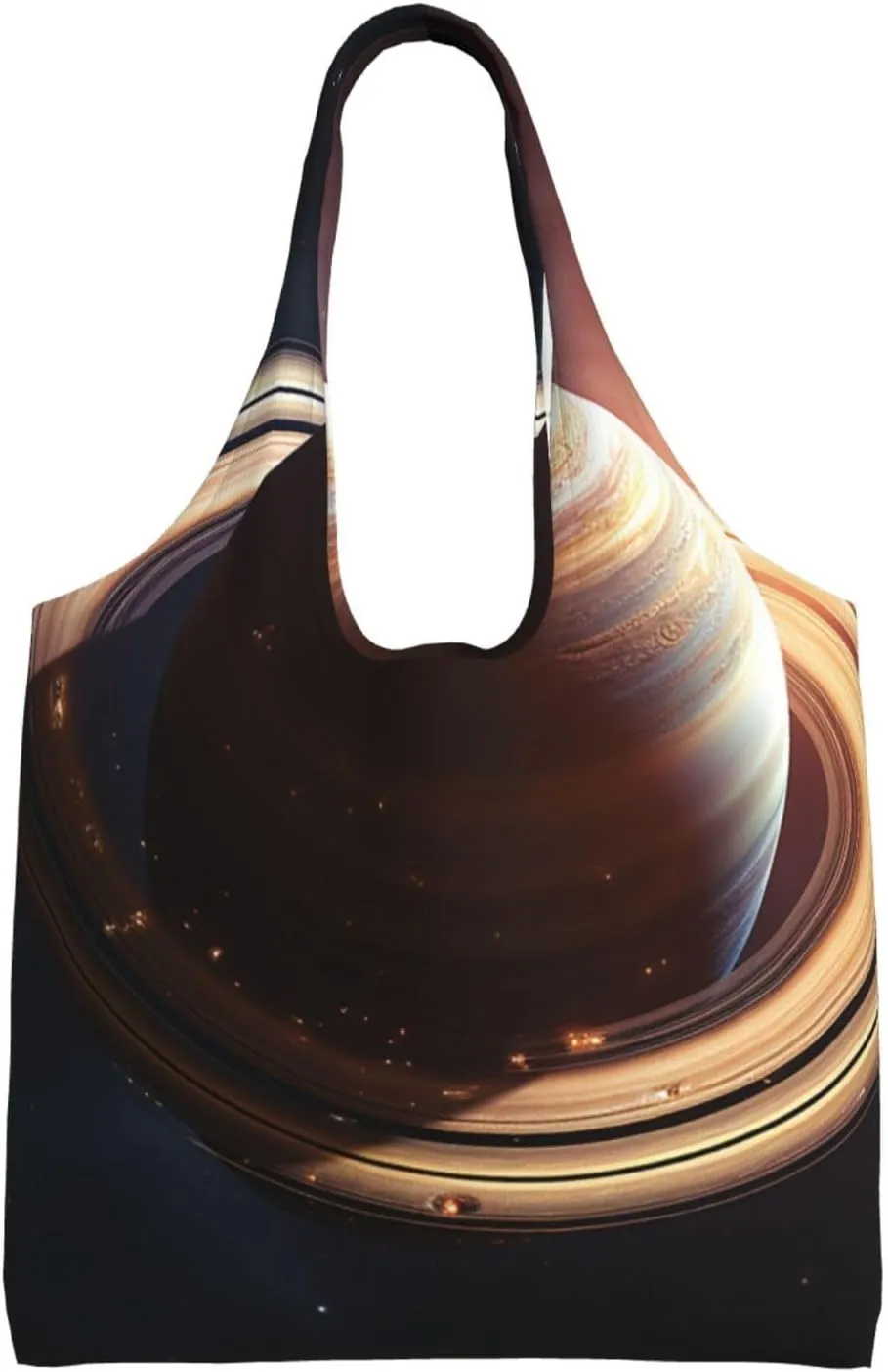 Canvas Aesthetic Tote Bag for Women Handbag Saturn Ring Reusable Grocery Bags with Handles