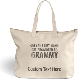 Canvas Beach Tote Best Moms Get Promoted to Grammy Family & Friends Shopping Bags