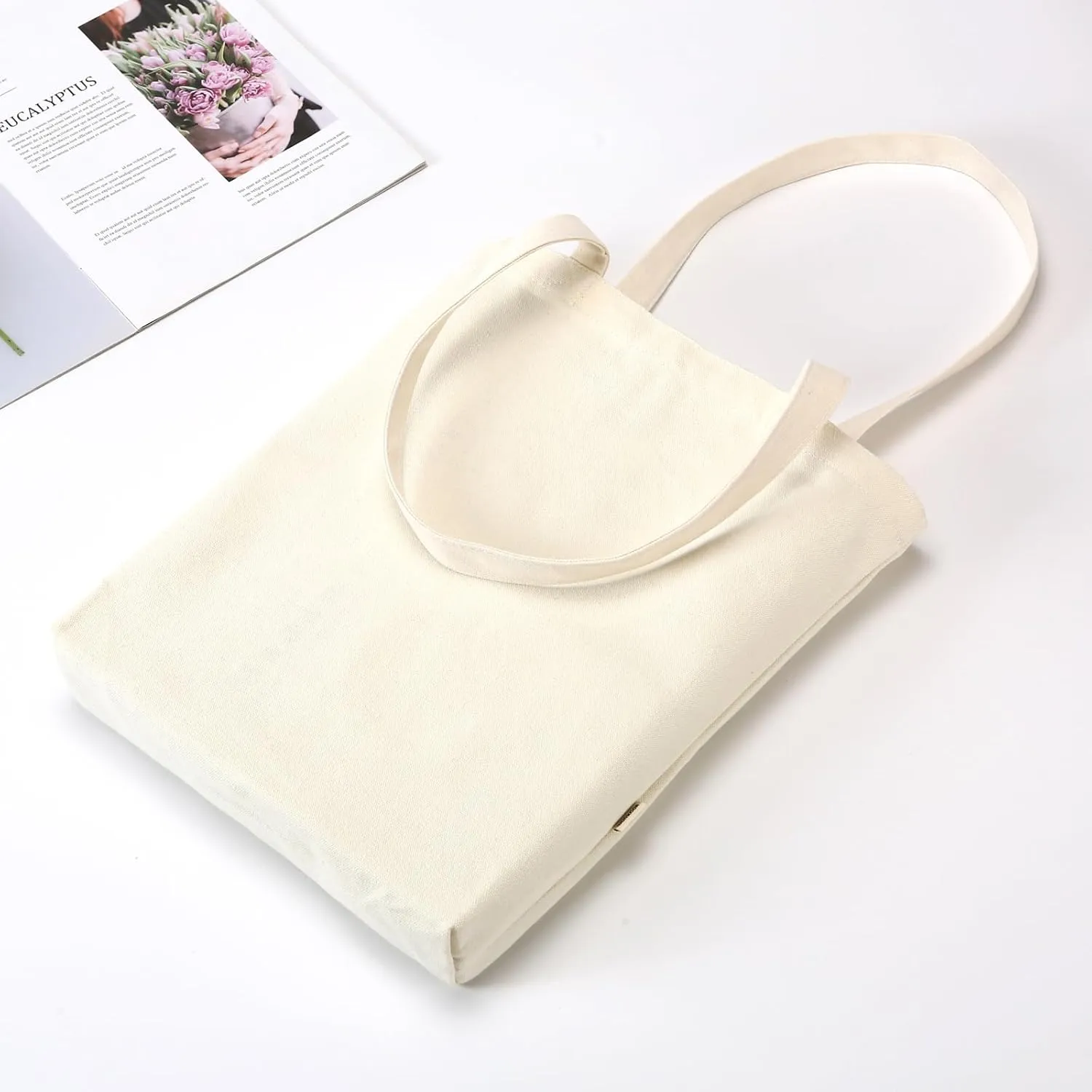 Canvas Book Tote Bag for Women Library Cloth Reusable Grocery Bags