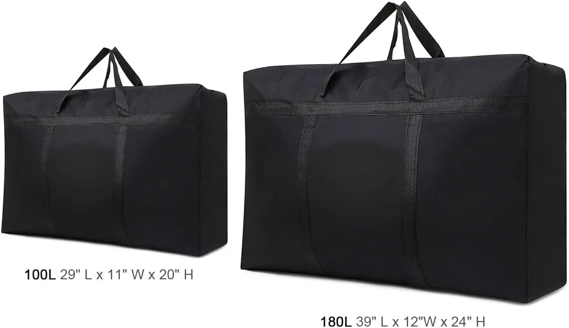 Canvas Extra Large Storage Bags Duffle Bags Organizer Bags for Space Saving Moving Storage (100L, Black)