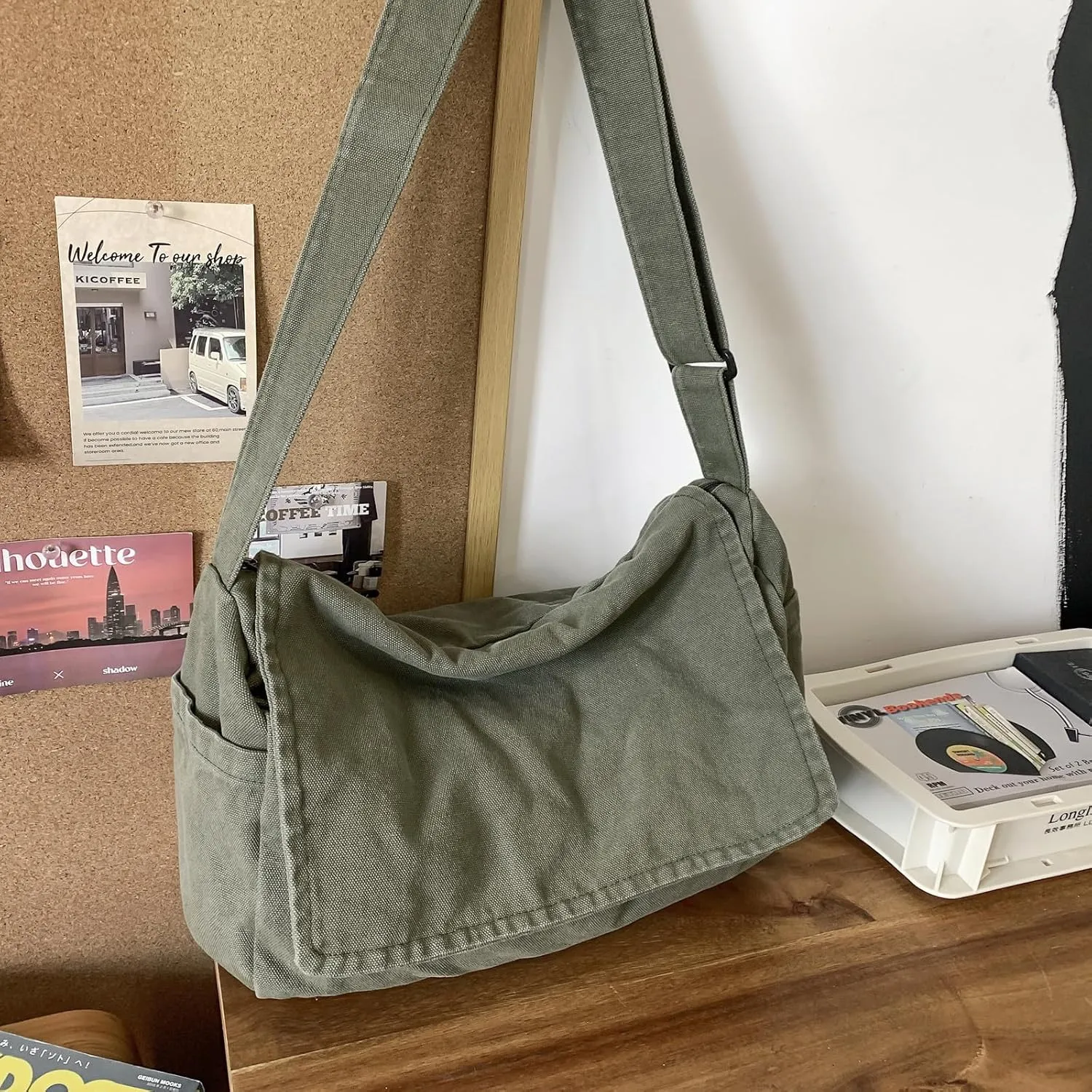 Canvas Messenger Bag for Women Men Vintage Satchel Bag Aesthetic Crossbody Shoulder Bag Casual Sling Bag
