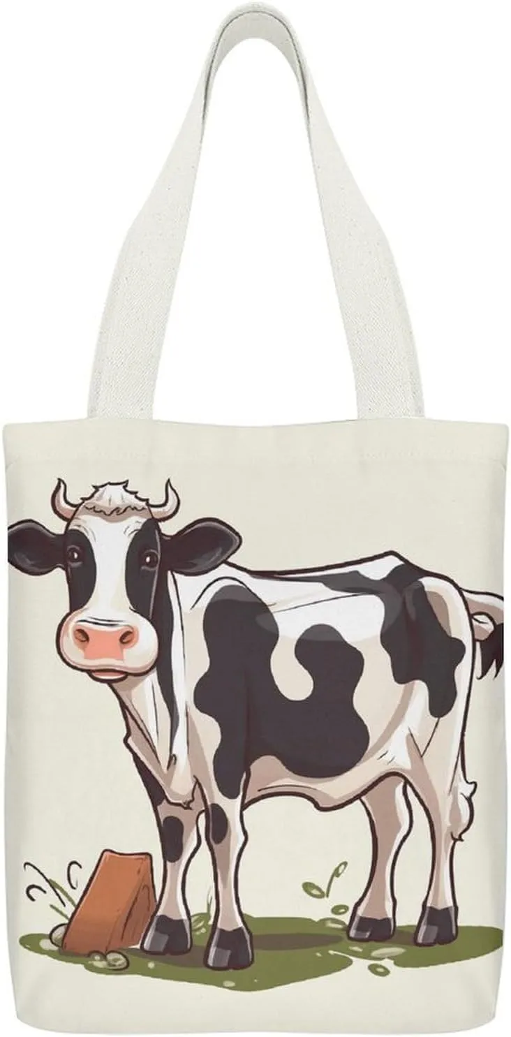 Canvas Portable Shopping Bag,Dairy Cow Print Cute Canvas Tote Bag,canvas Shopping Bag,storage Canvas Tote Bag