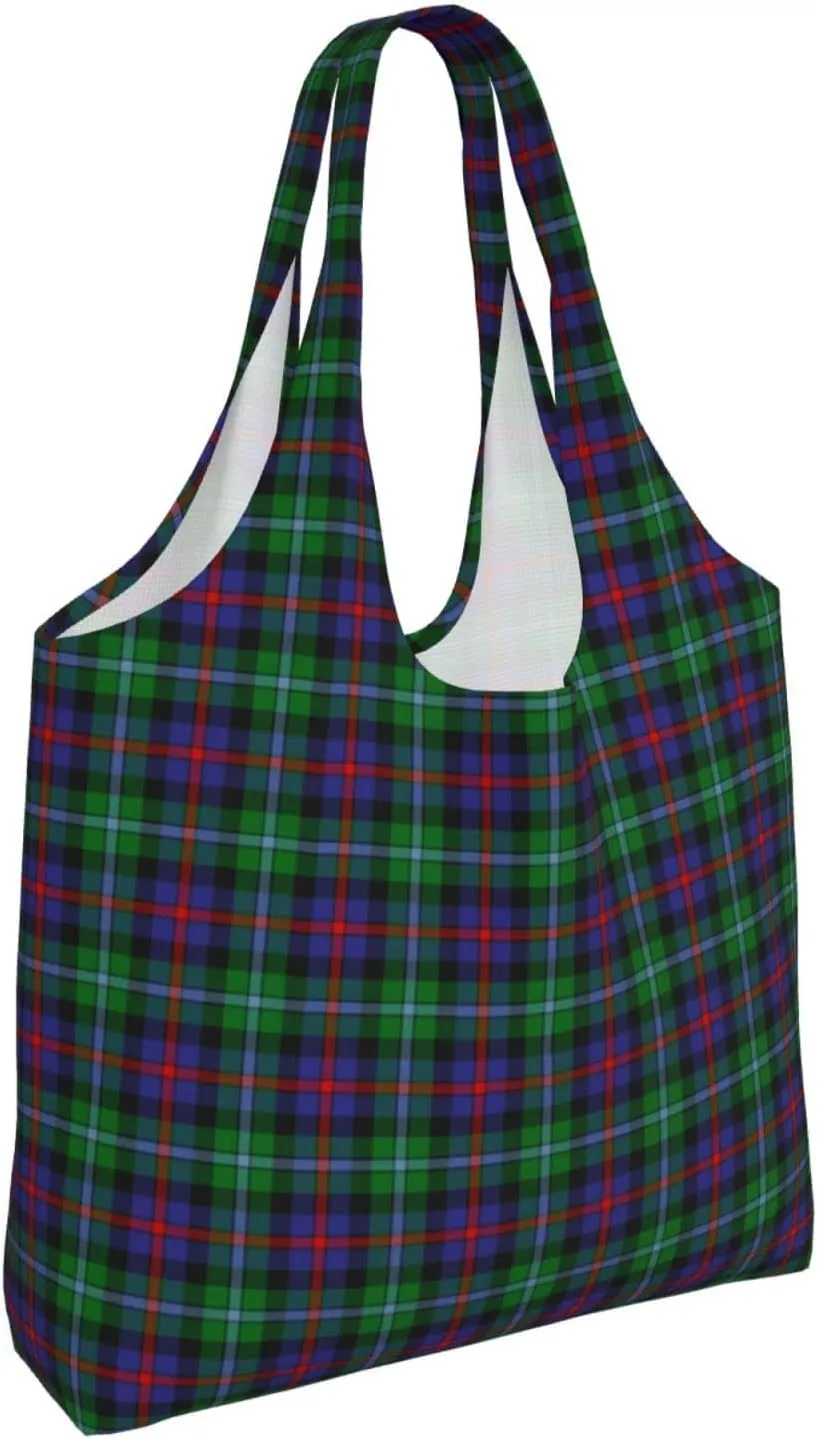 Canvas Shoulder Tote Bags For Women And Men, Reusable Grocery Bags, Large Capacity Carmichael Modern Tartan Printed