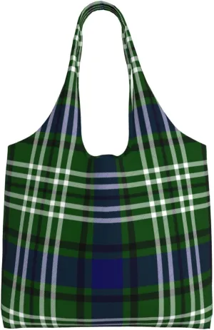 Canvas Shoulder Tote Bags For Women And Men, Reusable Grocery Bags, Large Capacity Urquhart Ancient Tartan Printed