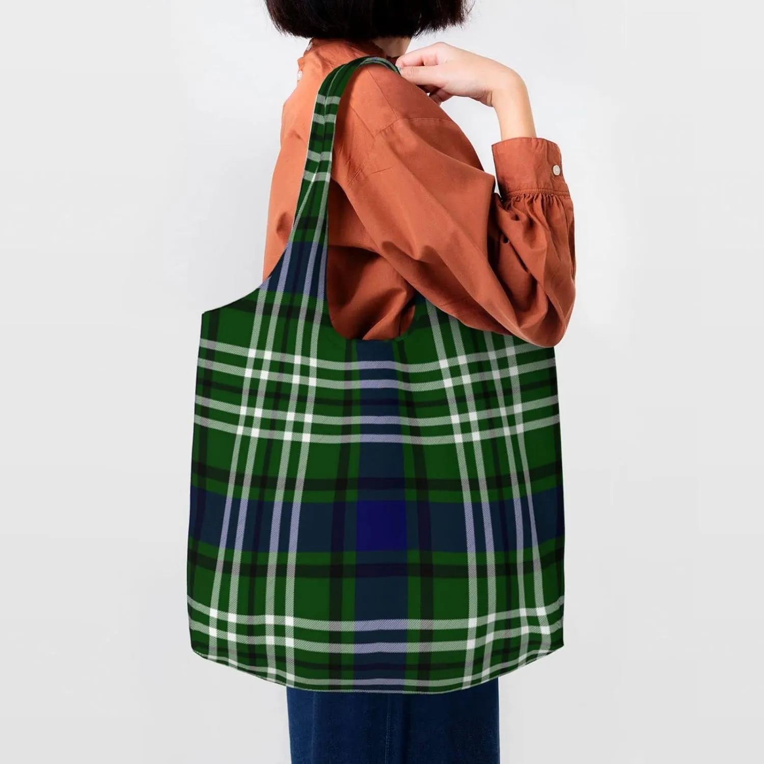 Canvas Shoulder Tote Bags For Women And Men, Reusable Grocery Bags, Large Capacity Urquhart Ancient Tartan Printed