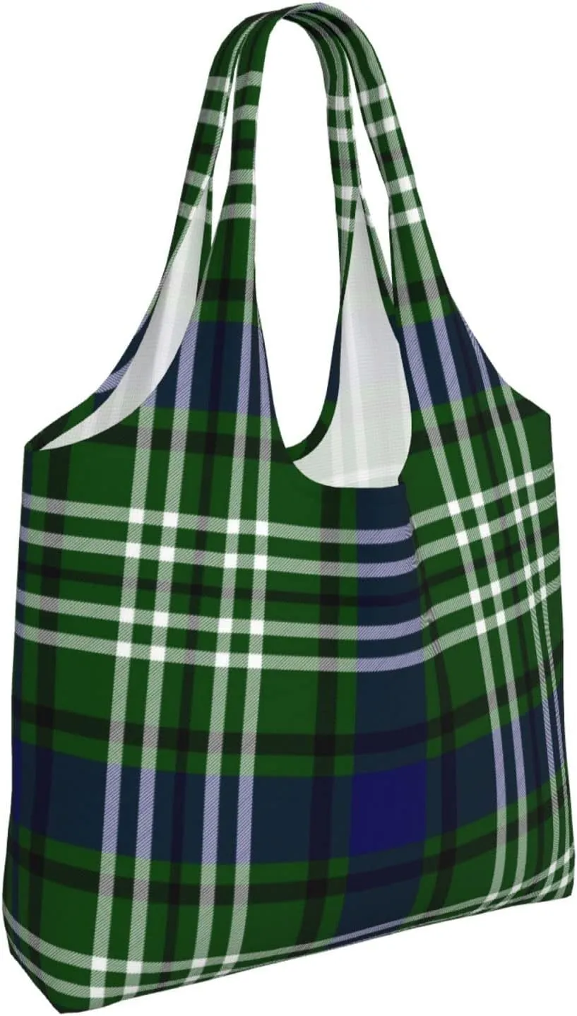 Canvas Shoulder Tote Bags For Women And Men, Reusable Grocery Bags, Large Capacity Urquhart Ancient Tartan Printed