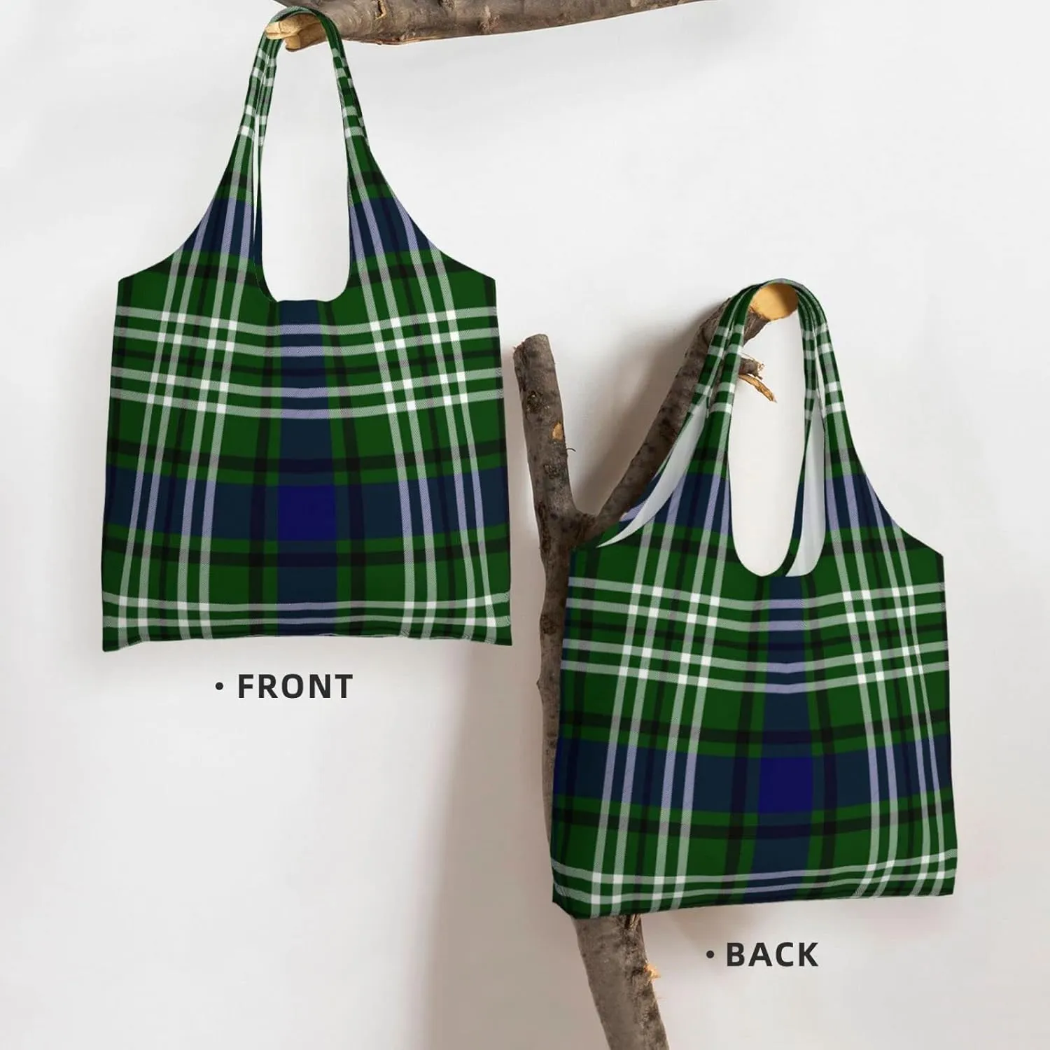 Canvas Shoulder Tote Bags For Women And Men, Reusable Grocery Bags, Large Capacity Urquhart Ancient Tartan Printed