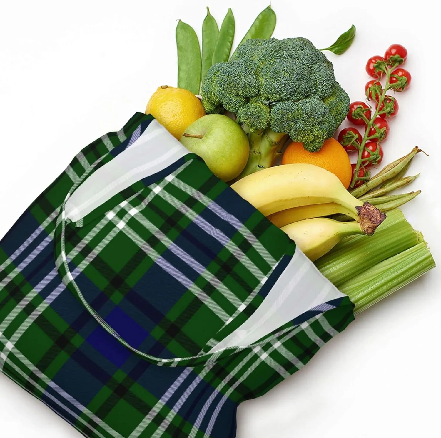 Canvas Shoulder Tote Bags For Women And Men, Reusable Grocery Bags, Large Capacity Urquhart Ancient Tartan Printed
