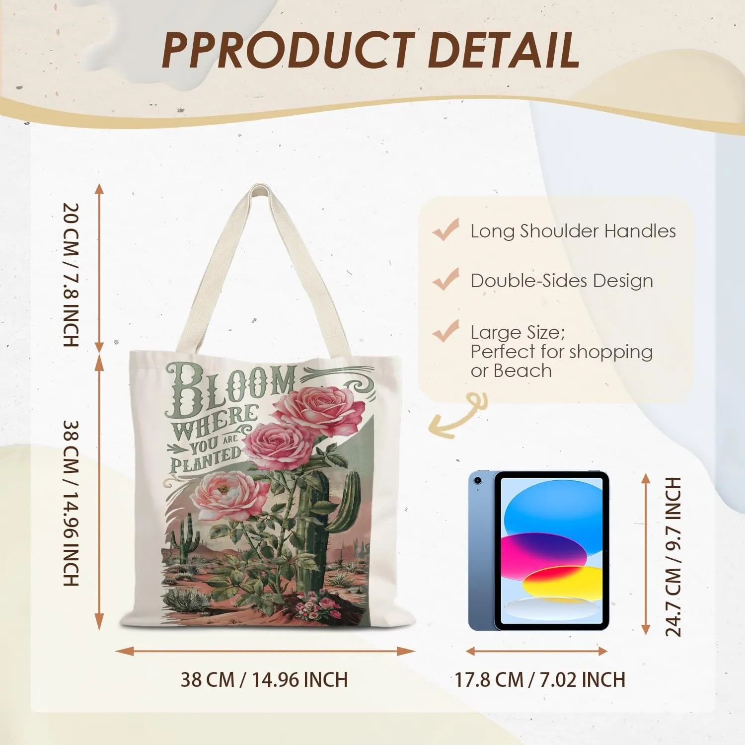 Canvas Tote - Aesthetic, Boho, Vintage Reusable Grocery Bag