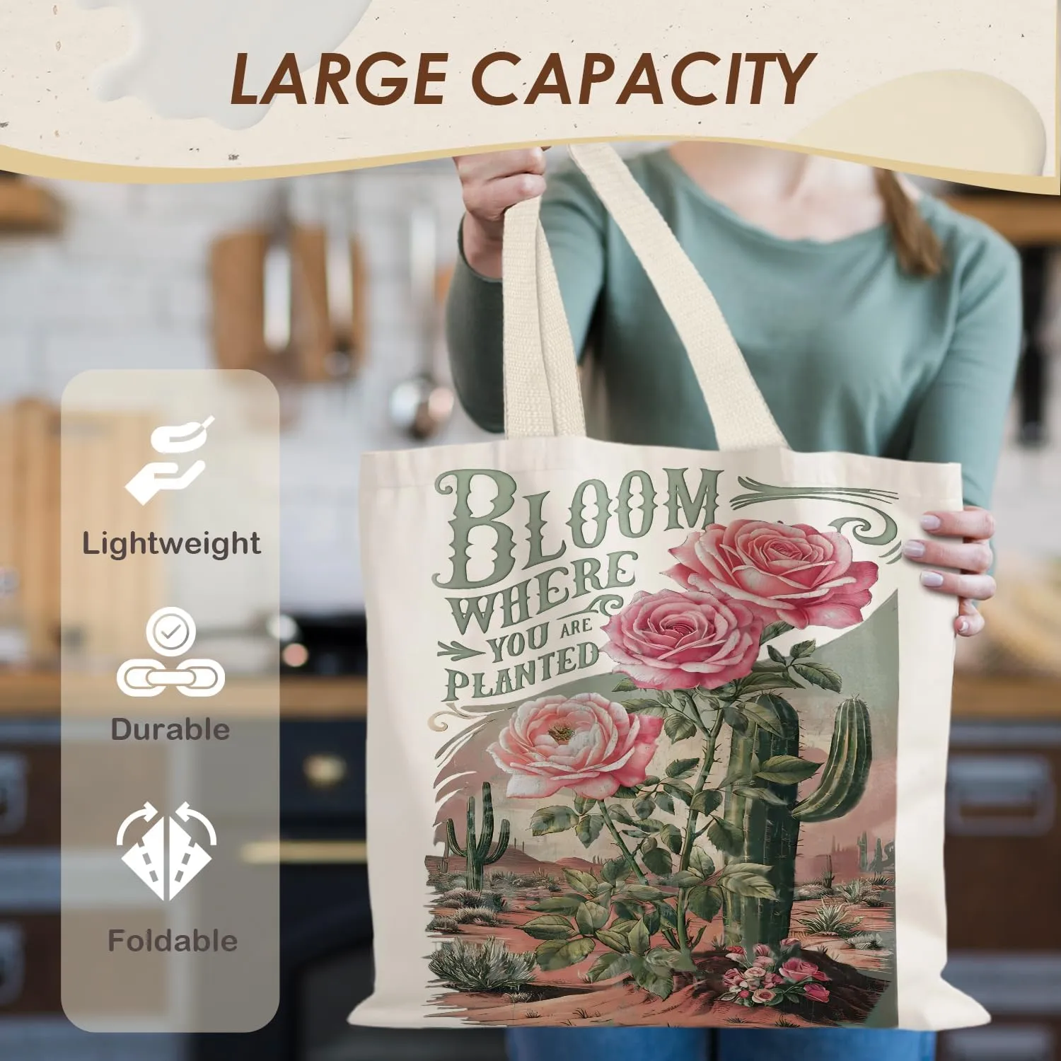 Canvas Tote - Aesthetic, Boho, Vintage Reusable Grocery Bag