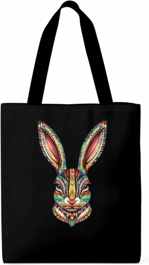 Canvas Tote Bag, Abstract Colorful Bunny patterned Canvas Tote Handbags for Women Shoulder Bag,