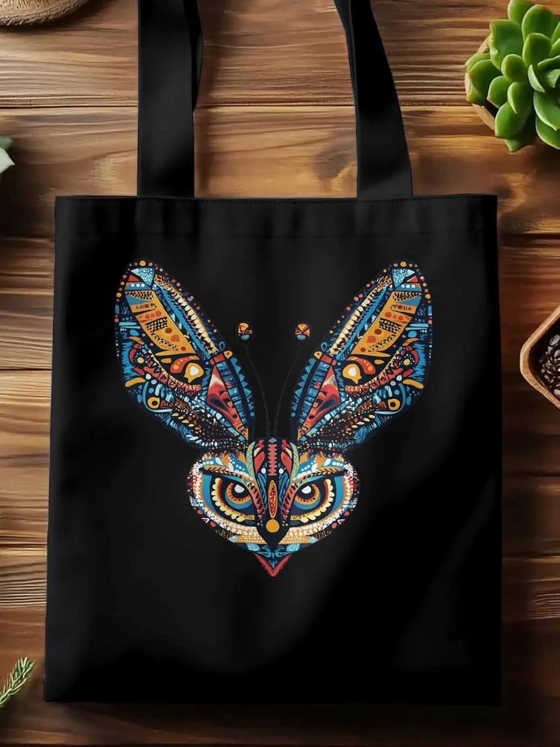 Canvas Tote Bag, Abstract Flower Textured Owl patterned Canvas Tote Handbags for Women Shoulder Bag,