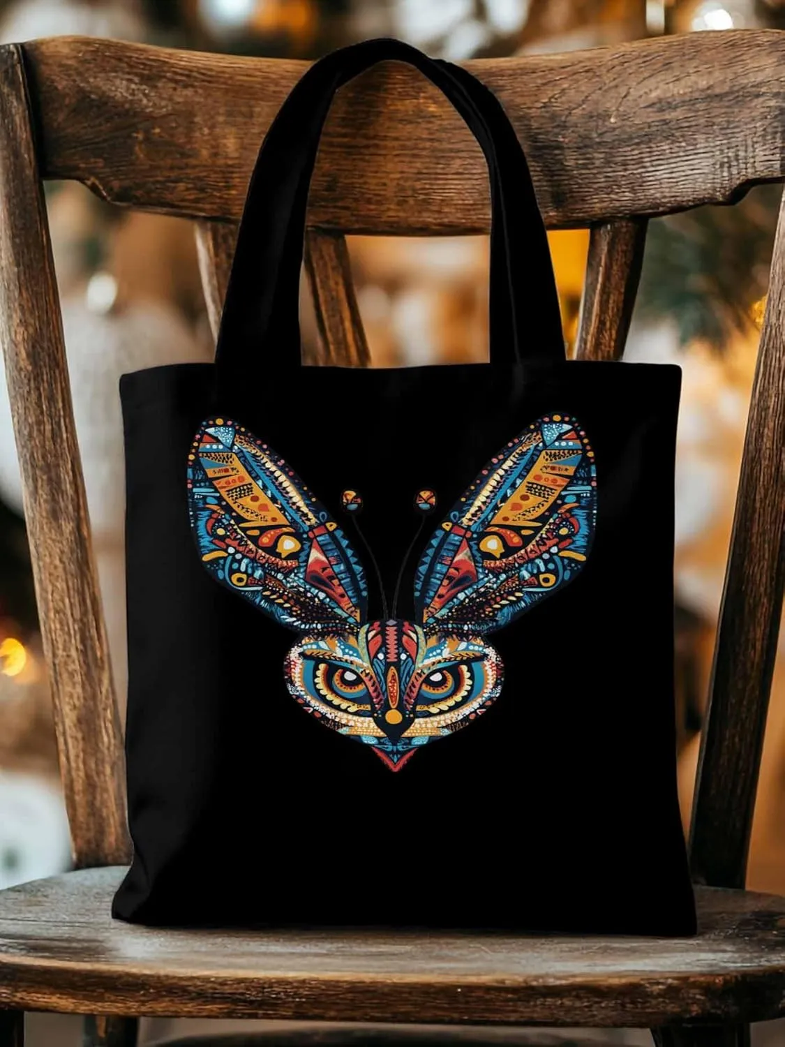 Canvas Tote Bag, Abstract Flower Textured Owl patterned Canvas Tote Handbags for Women Shoulder Bag,