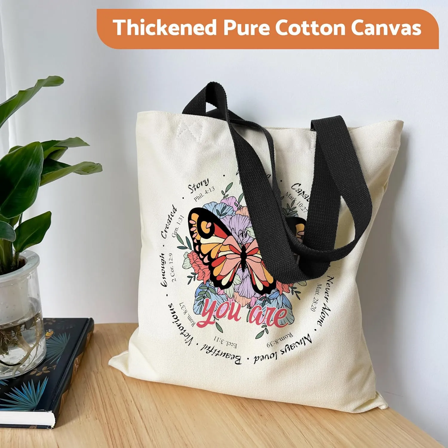 Canvas Tote Bag Aesthetic for Women, Cute Tote Bag with Zipper Pocket, Heavy Duty Reusable Shopping Bags for Grocery