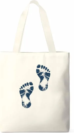 Canvas Tote Bag, Blue Footprint patterned Canvas Tote Handbags for Women Shoulder Bag,