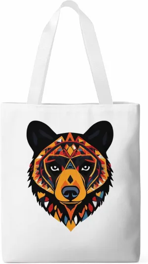 Canvas Tote Bag, Boho Geometric Bears Print patterned Canvas Tote Handbags for Women Shoulder Bag,