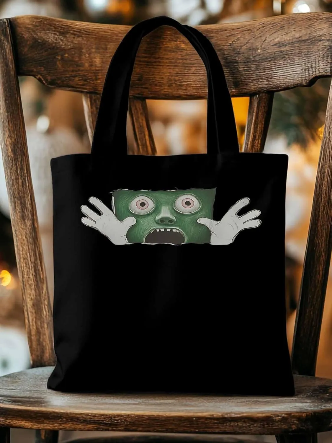 Canvas Tote Bag, Cartoon Feats Eyes Print Aesthetic Canvas Tote Handbags for Women Shoulder Bag,