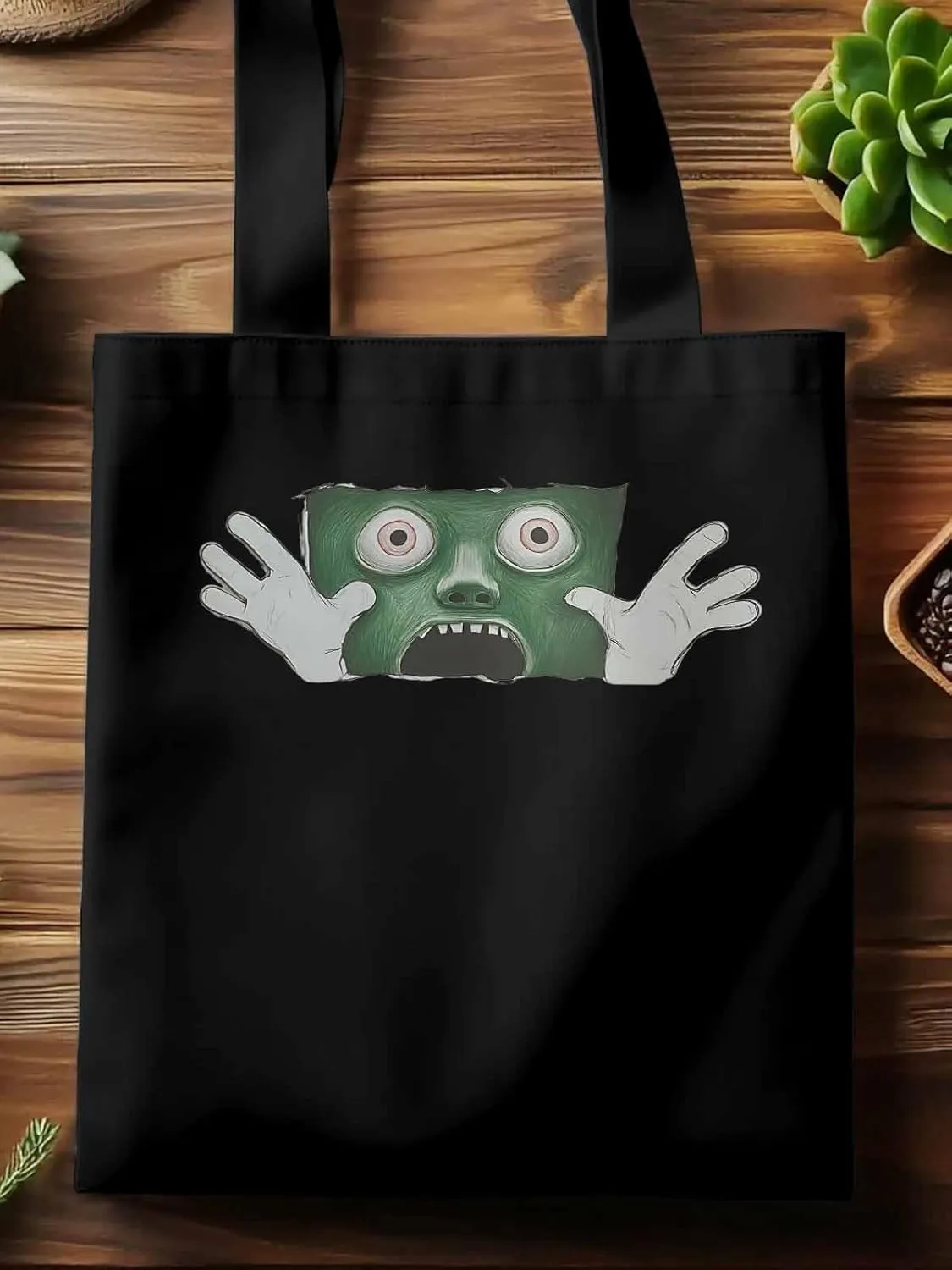 Canvas Tote Bag, Cartoon Feats Eyes Print Aesthetic Canvas Tote Handbags for Women Shoulder Bag,