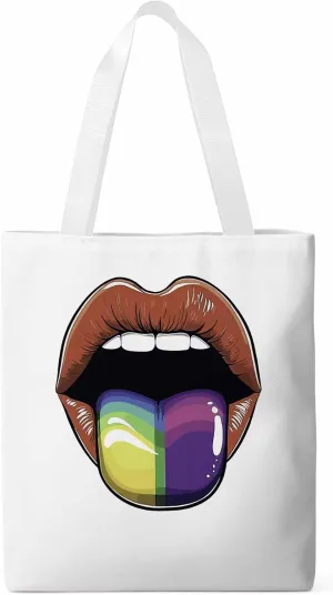 Canvas Tote Bag, Colorful Tongue Abstract Graffiti Aesthetic Canvas Tote Handbags for Women Shoulder Bag