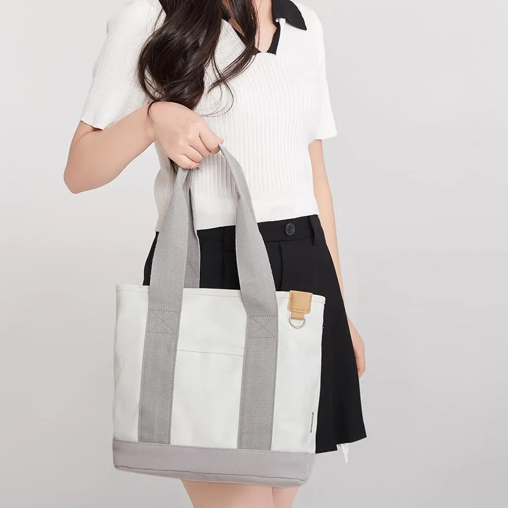 Canvas Tote Bag for Women,Shoulder Bag,Tote Bag with Zipper Canvas Handbag Travel Bags with Keychain