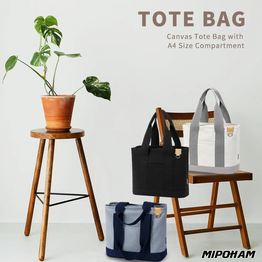Canvas Tote Bag for Women,Shoulder Bag,Tote Bag with Zipper Canvas Handbag Travel Bags with Keychain