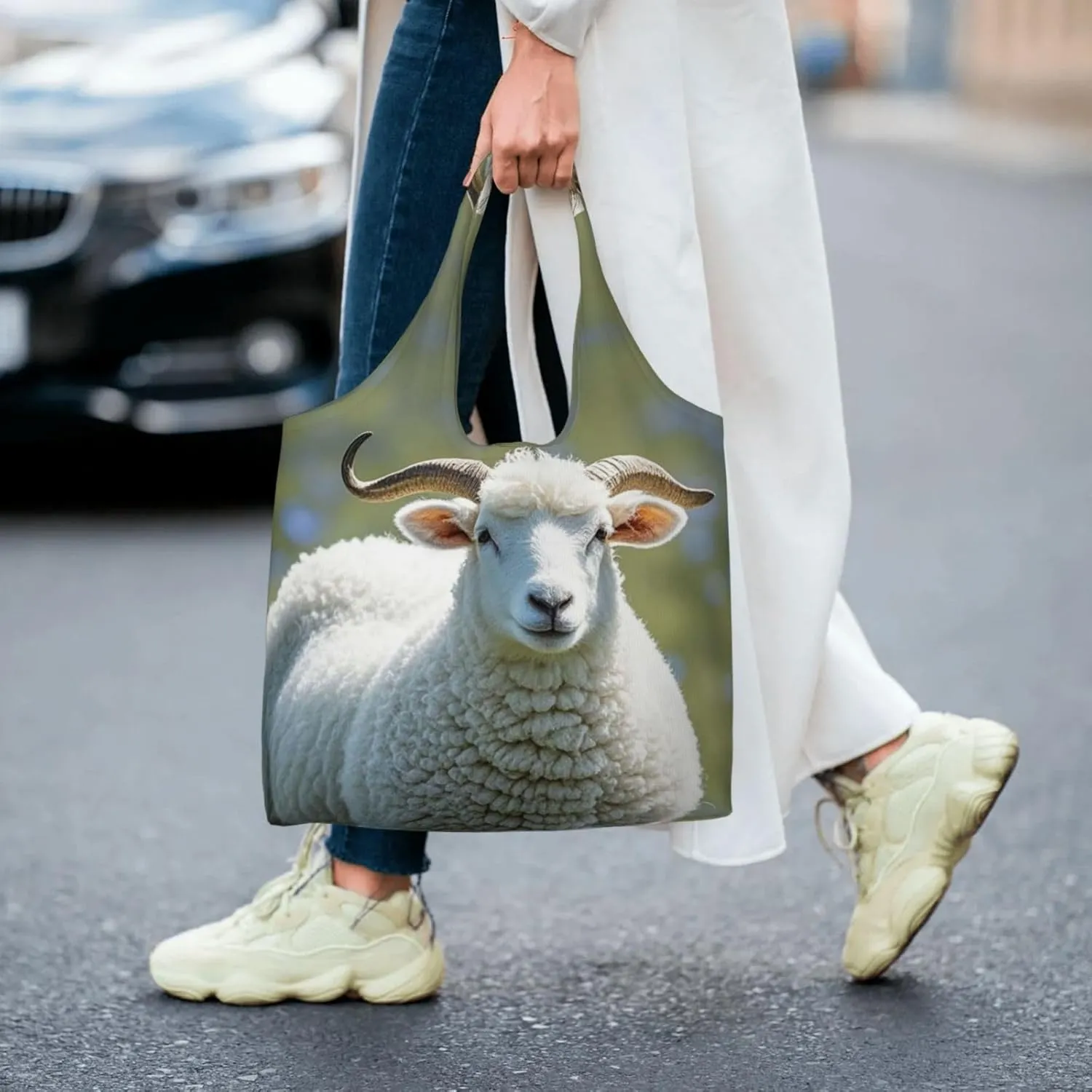 Canvas Tote Bag Lightweight Reusable Grocery Shopping Bag Sloth Sunflower Handbag for Women Men