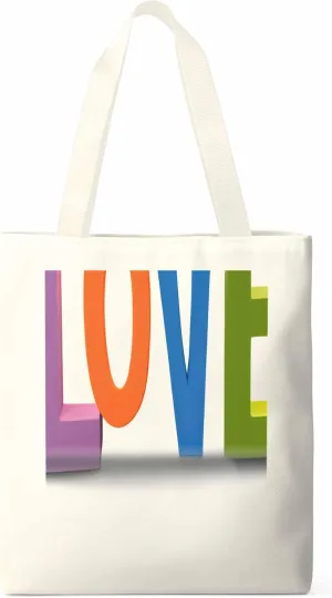 Canvas Tote Bag, Valentine Colorful Love patterned Canvas Tote Handbags for Women Shoulder Bag,