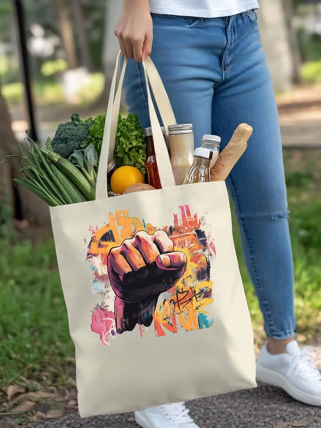 Canvas Tote Bag, Vintage Hands Graffiti patterned Canvas Tote Handbags for Women Shoulder Bag,