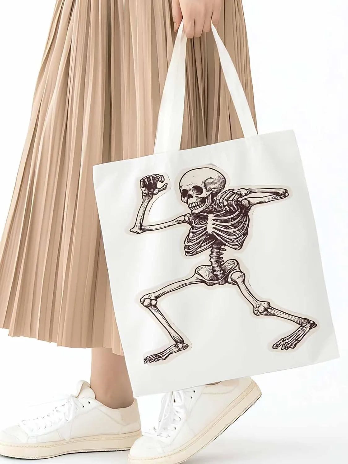 Canvas Tote Bag, Vintage Skeleton Print patterned Canvas Tote Handbags for Women Shoulder Bag,