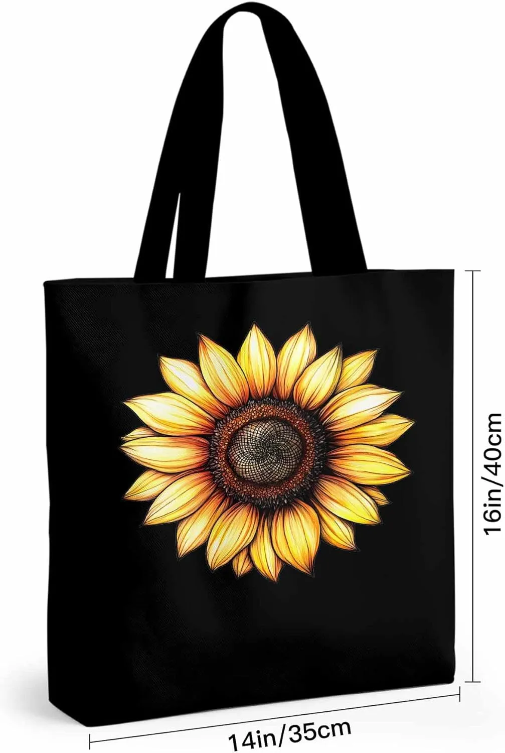 Canvas Tote Bag Watercolor Sunflower Reusable Grocery Shopping Bags with Handle, Bloom Floral Large Canvas