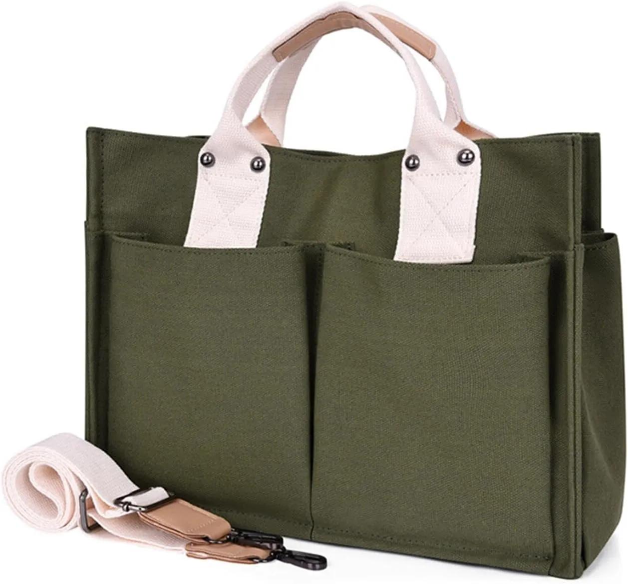 Canvas Tote Bags for Women Large Capacity Messenger Bag Durable Shoulder Bag Multi Pocket Casual Work Bags